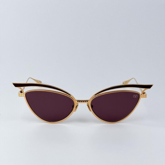 Valentino Women BRAND NEW Sunglasses Titanium Gold Grey Cat Eye V - GLASSLINER main image 8